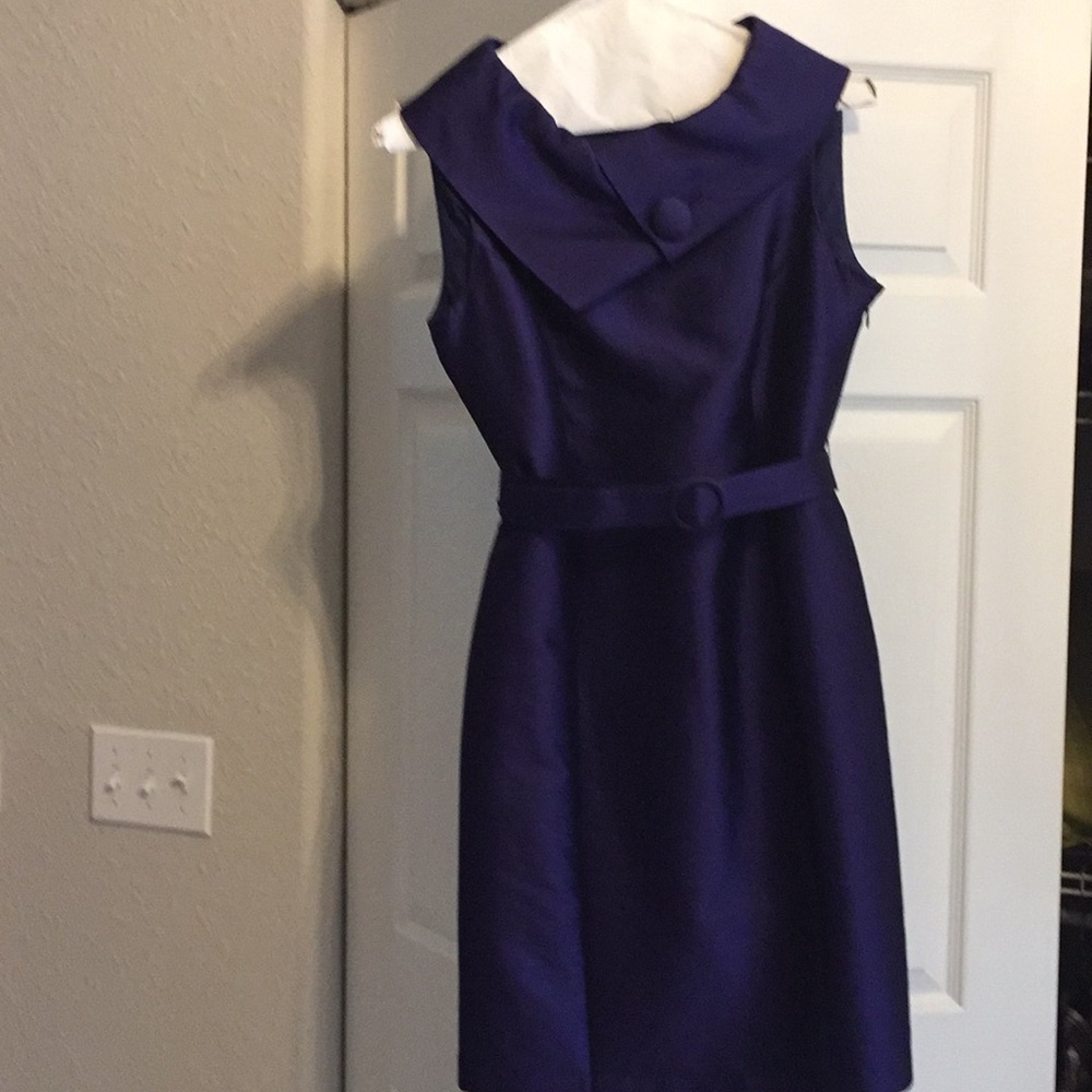 Tahari plum wool/silk sleeveless dress Sz 6